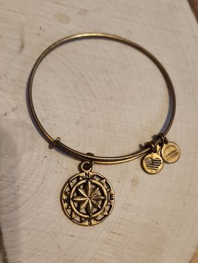 Alex & Ani Gold Tone Compass Design Bracelet